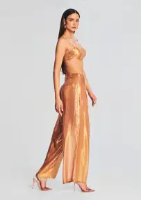 Arista Silk Chiffon Pant(Nude Glitter,XXS)
