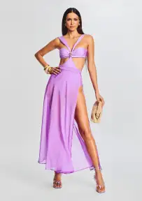 Alaia Long Slit Skirt(Lilac Purple,XS)