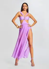 Alaia Long Slit Skirt(Lilac Purple,XS)