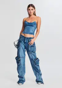 Allie Denim Top(Sea,XXS)