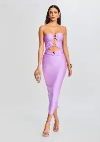 Lily Lycra Maxi Dress(Lilac Purple,XS)