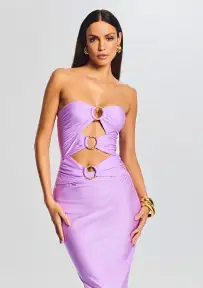Lily Lycra Maxi Dress(Lilac Purple,XS)