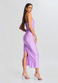 Lily Lycra Maxi Dress(Lilac Purple,XS)
