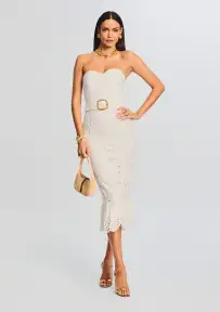 Aisha Midi Dress(White,XXS)
