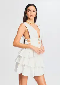 Bree Short Dress(White,XXS)