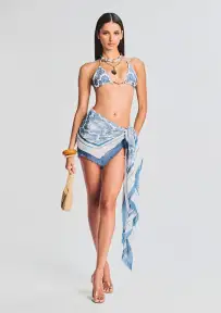 Jade Bikini Top(Blue Flowers,XS)