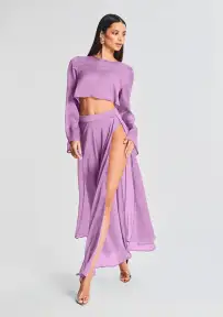 Grace Cropped Shirt(Lilac Purple,XS)
