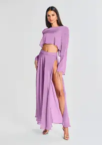 Grace Cropped Shirt(Lilac Purple,XS)