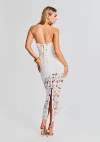 Eliza Lace Strapless Maxi Dress(White,XXS)