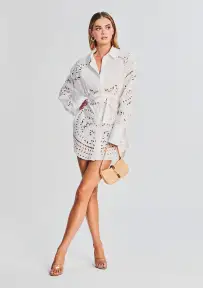 Aisha Shirt Dress(White,XXS)