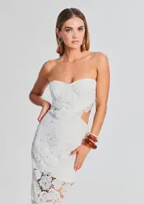 Eliza Lace Maxi Dress(White,XXS)