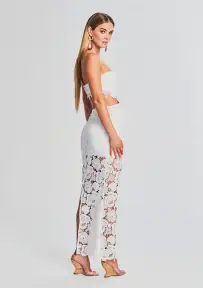 Eliza Lace Maxi Dress(White,XXS)
