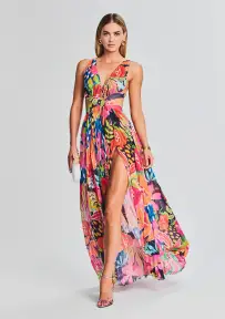 Plum Cut Out Maxi Dress(Mix Fruit,XXS)