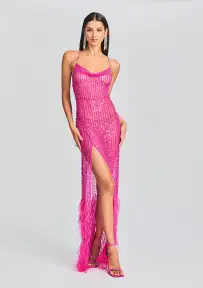 Alessandra Embellished Dress(Knockout Pink,XXS)