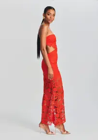 Eliza Lace Maxi Dress(Blood Orange,XXS)
