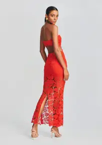Eliza Lace Maxi Dress(Blood Orange,XXS)