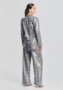 Enid Sequin Blazer(Grey Plaid,XXS)