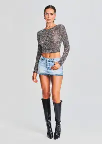 Torrey Sequin Top(Black/Silver,XXS)