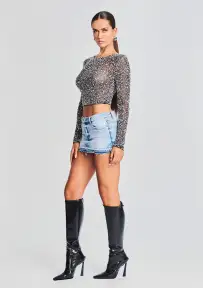 Torrey Sequin Top(Black/Silver,XXS)