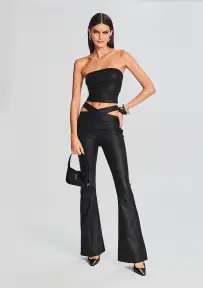Hillary Coated Denim Top(Coated Black,XXS)