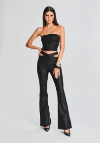 Hillary Coated Denim Top(Coated Black,XXS)