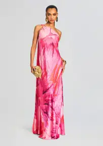 Abira One Shoulder Long Dress(Pink,XXS)