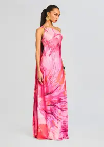 Abira One Shoulder Long Dress(Pink,XXS)