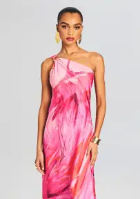 Abira One Shoulder Long Dress(Pink,XXS)