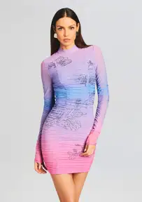 Blake Short Dress(Pink and Purple,XXS)