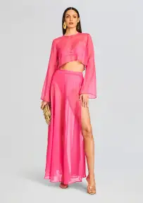 Grace Cropped Shirt(Rose Blossom,XS)