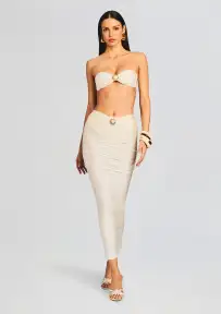 Yara Lyrca Maxi Skirt(Cream,XS/S)