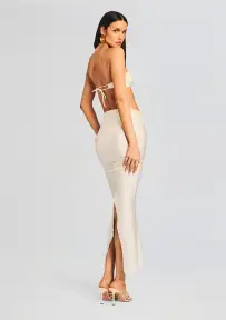 Yara Lyrca Maxi Skirt(Cream,XS/S)