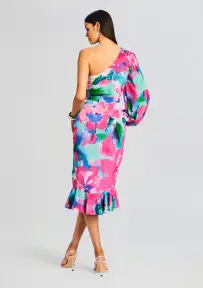 Vesa One Shoulder Midi Dress(Multicolor,XS)