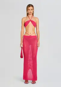 Aria Knitted Skirt(Hot Pink,XS-S)