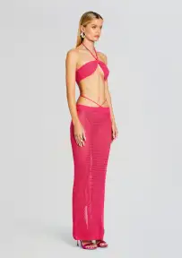 Aria Knitted Skirt(Hot Pink,XS-S)