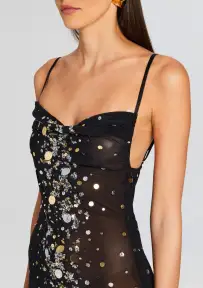 Rainey Embellished Dress(Black/Silver Gold,XXS)