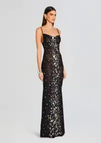 Rainey Embellished Dress(Black/Silver Gold,XXS)