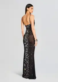 Rainey Embellished Dress(Black/Silver Gold,XXS)