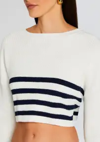 Sharlie Sweater(White/ Navy Stripe,XXS)