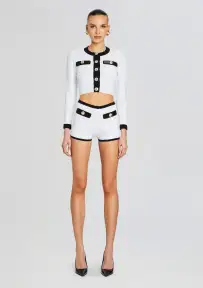Ainsley Bandage Knit Jacket(White/Black,XXS)
