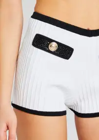 Tora Bandage Knit Short(White/Black,XXS)