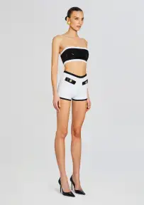 Tora Bandage Knit Short(White/Black,XXS)