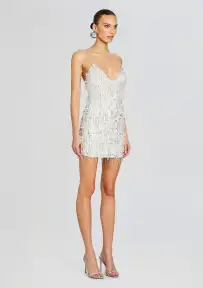 Haven Embellished Dress(White/Silver,XXS)