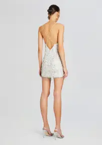 Haven Embellished Dress(White/Silver,XXS)