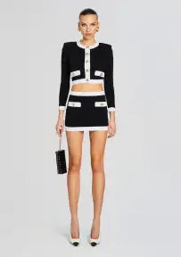 Moore Bandage Knit Jacket(Black/White,XXS)