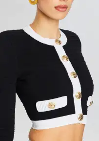 Moore Bandage Knit Jacket(Black/White,XXS)