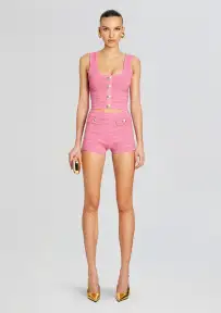Sandra Bandage Knit Short(Metallic Candy Pink,XXS)