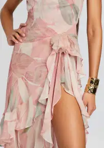 Samara Silk Chiffon Dress(Dusty Pink Botanical,XXS)