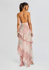 Samara Silk Chiffon Dress(Dusty Pink Botanical,XXS)