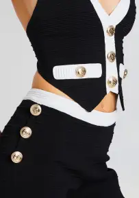Tinsley Bandage Knit Vest(Black/White,XXS)